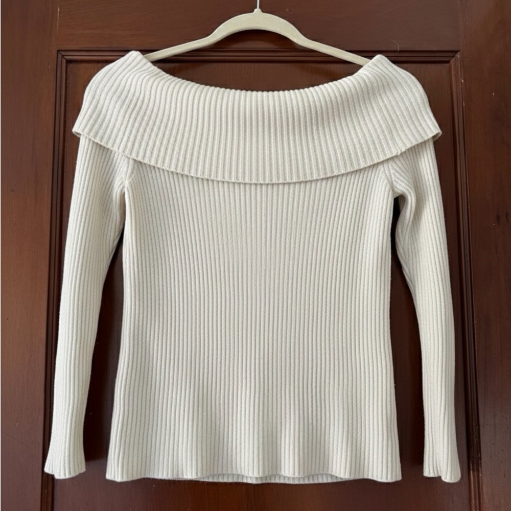 Elegant Off-Shoulder White Sweater
